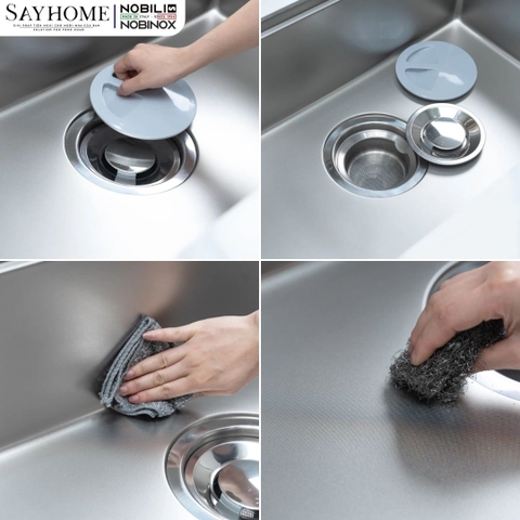 Chậu rửa chén bát 1 hố NOBINOX ROSA NN974DT 76cm - Bảo hành lên đến 10 năm