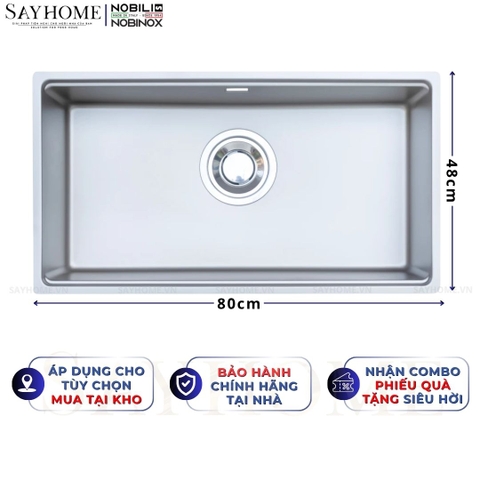 Chậu rửa chén bát 1 hố NOBINOX ROSA NN974DT 76cm - Bảo hành lên đến 10 năm