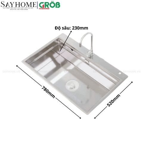 Chậu rửa bát GROB DECOR-8852/7850 1 hố - Hàng chính hãng