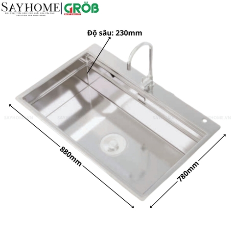 Chậu rửa bát GROB DECOR-8852/7850 1 hố - Hàng chính hãng