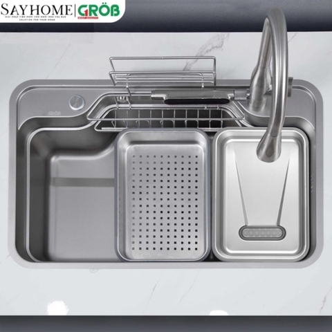 Chậu rửa bát GROB JP304-7848S, JP304-8248S 1 hố kiểu dáng Nhật Bản - Hàng chính hãng