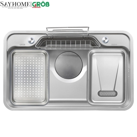 Chậu rửa bát GROB JP304-7848S, JP304-8248S 1 hố kiểu dáng Nhật Bản - Hàng chính hãng