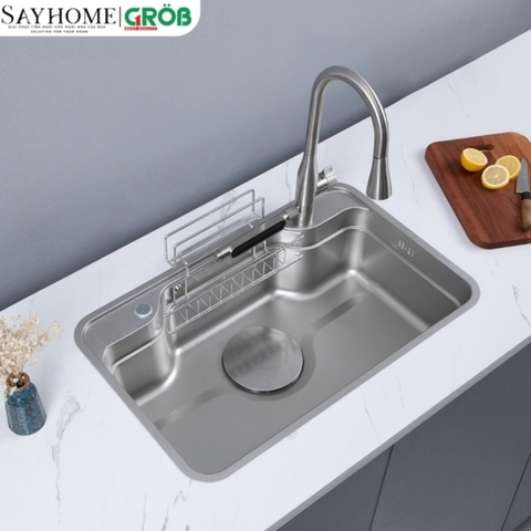 Chậu rửa bát GROB JP304-8248DF 1 hố kiểu dáng Nhật Bản - Hàng chính hãng