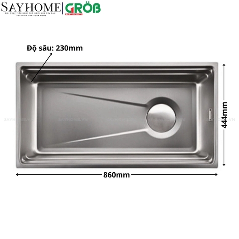 Chậu rửa chén bát Nhật 1 hố inox 304 GROB 76/86cm - Chính hãng