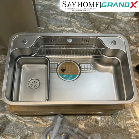 Chậu rửa chén bát 1 hố inox 304 GRANDX GX7548JP HIKARI 75cm - Chính hãng