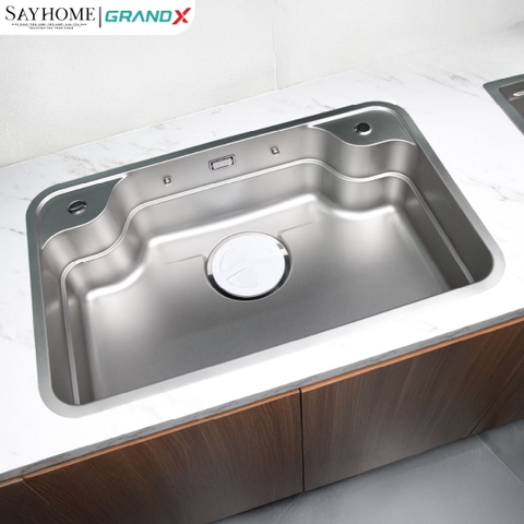 Chậu rửa chén bát 1 hố inox 304 GRANDX GX7548JP HIKARI 75cm - Chính hãng