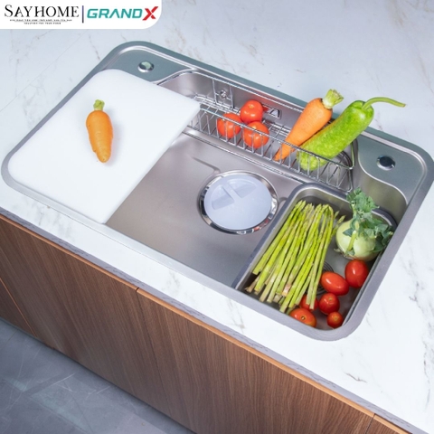 Chậu rửa chén bát 1 hố inox 304 GRANDX GX7548JP HIKARI 75cm - Chính hãng