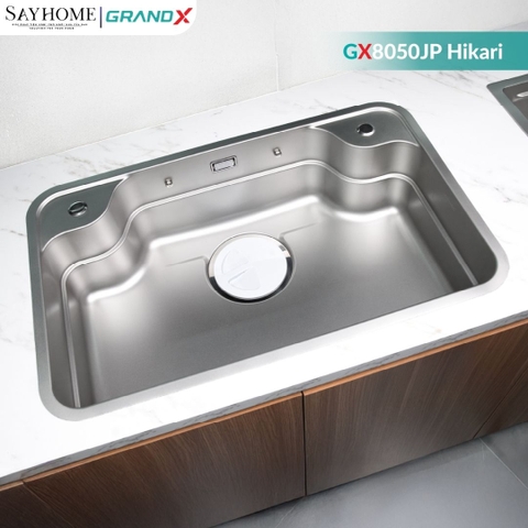 Chậu rửa chén bát 1 hố inox 304 GRANDX GX8050JP HIKARI 80cm - Chính hãng