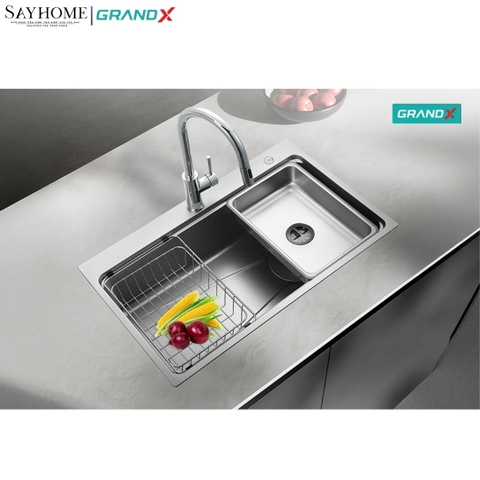 Chậu rửa chén bát 1 hố inox 304 GRANDX GX8050SV VOLCANO 80cm tại thành phố Hồ Chí Minh