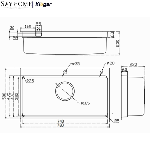 Chậu rửa chén bát 1 hố Nhật Kluger KF8850FS Basic/Plus tại thành phố Hồ Chí Minh