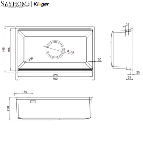 Chậu rửa chén bát 1 hố Nhật Kluger KG7644FS Basic/Plus tại thành phố Hồ Chí Minh