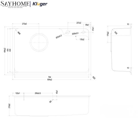 Chậu rửa chén bát 1 hố Nhật Kluger KH8050SL Plus tại thành phố Hồ Chí Minh