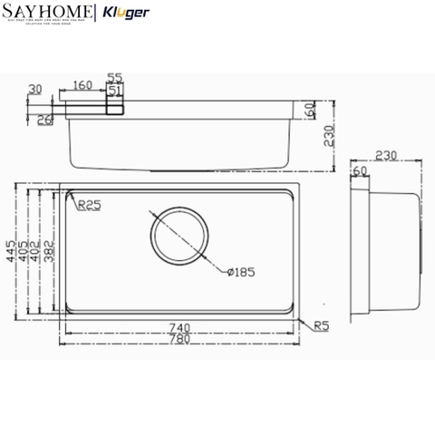Chậu rửa chén bát 1 hố Nhật Kluger KU7844FS Basic/Plus tại thành phố Hồ Chí Minh