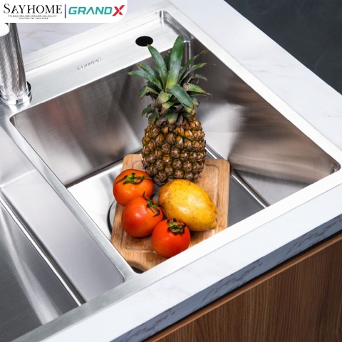 Chậu rửa chén bát 2 hố inox 304 GRANDX GX8648DS SMOOTH 86cm - Chính hãng