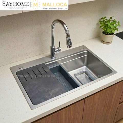 Chậu rửa chén bát 1 hố inox 304 MALLOCA SILVER MS7750SI tại thành phố Hồ Chí Minh