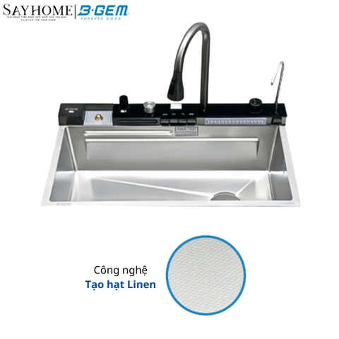 Bộ chậu chén bát 1 hố phím đàn inox 304 B-GEM V5I - Chính hãng