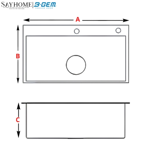Chậu rửa chén bát 1 hố inox 304 B-Gem BG-R5045_1H, BG-R6045_1H, BG-R6845_1H, BG-R7545_1H, BG-R8050_1H, BG-R8245_1H, BG-R9050_1H, BG-R10050_1H tại thành phố Hồ Chí Minh