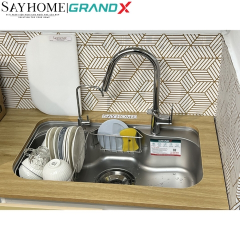 Chậu rửa chén bát 1 hố inox 304 GRANDX GX7848JP HIKARI 78cm - Chính hãng