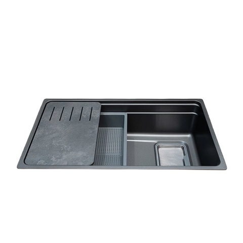 Chậu rửa chén bát 1 hố inox 304 MALLOCA Volcanic MS7743GR - Chính hãng