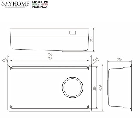 Chậu rửa chén bát 1 hố NOBINOX ARVO V676 75,8cm - Bảo hành lên đến 10 năm