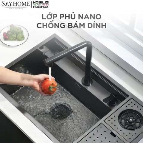 Chậu rửa chén bát 1 hố NOBINOX LUMIA NJ510B 83cm - Bảo hành lên đến 10 năm
