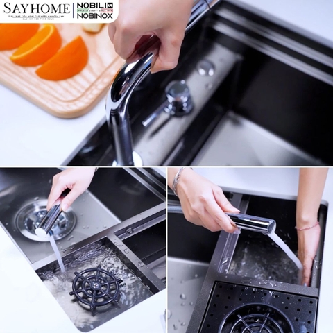 Chậu rửa chén bát 1 hố NOBINOX LUMIA NJ511B 98cm - Bảo hành lên đến 10 năm