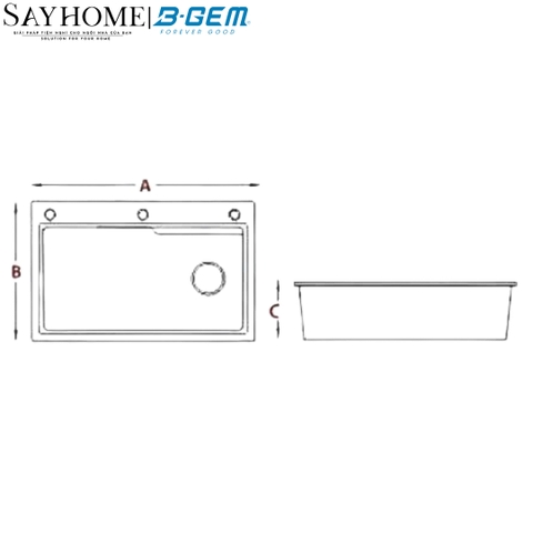 Chậu rửa chén bát B-Gem BG-7545CGT/ 7848CGT/ 8050CGT SKY 3D 1 hộc LINEN, SUS304  - Hàng chính hãng B-GEM