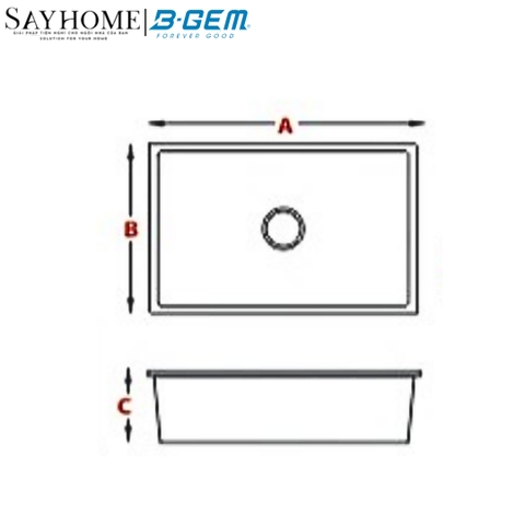 Chậu rửa chén bát B-GEM BG-6845A, BG-8245A 1 ngăn, inox304, âm mặt đá - Hàng chính hãng B-GEM