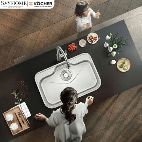 Chậu rửa chén bát 1 hố inox 304 KOCHER TERA S7848 78cm - Chính hãng