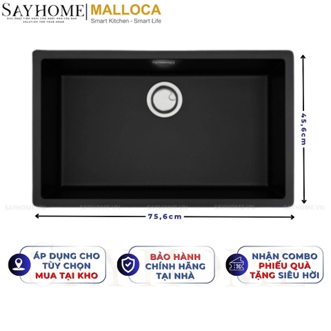 Chậu rửa chén bát đá Granite 1 hố MALLOCA ZEN K-13040 75cm - Chính hãng
