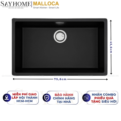 Chậu rửa chén bát đá Granite 1 hố MALLOCA ZEN K-13040 75cm - Chính hãng