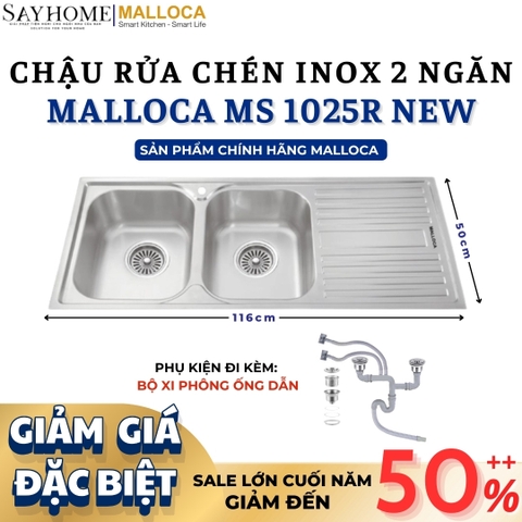 Chậu rửa chén inox MALLOCA MS 1025R NEW - Hàng chính hãng