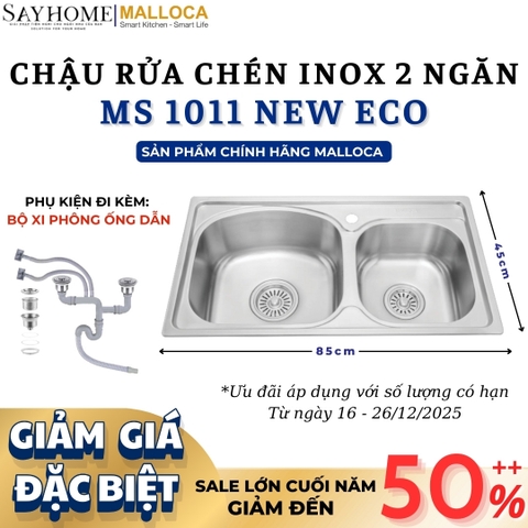 Chậu rửa chén inox MALLOCA MS 1011 NEW ECO - Hàng chính hãng