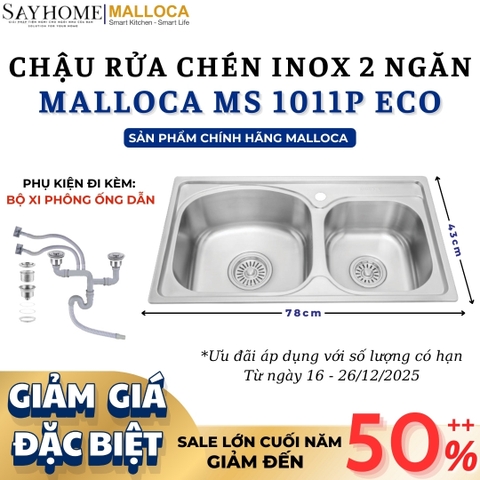 Chậu rửa chén inox MALLOCA MS 1011P ECO - Hàng chính hãng