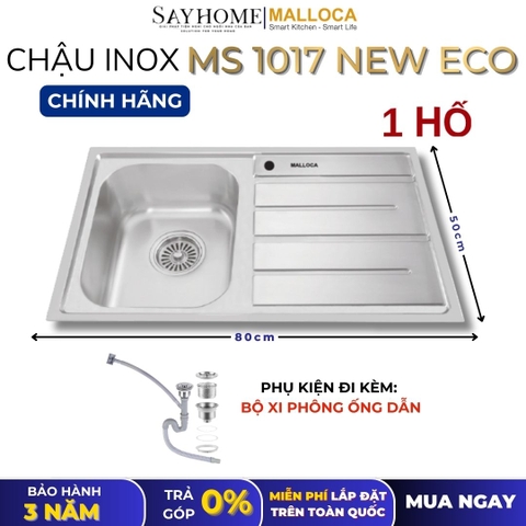 Chậu rửa chén bát 1 hố inox 304 MALLOCA MS 1017 NEW  ECO - Chính hãng