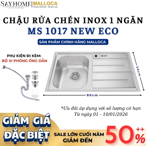 Chậu rửa chén inox MALLOCA MS 1017 NEW  ECO - Hàng chính hãng