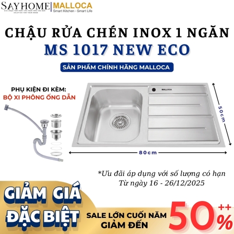 Chậu rửa chén inox MALLOCA MS 1017 NEW  ECO - Hàng chính hãng