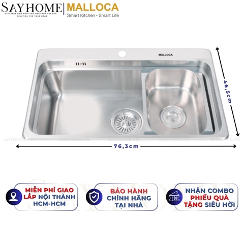Chậu rửa chén inox MALLOCA MS 1022D - Hàng chính hãng