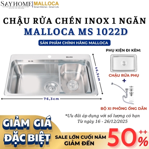 Chậu rửa chén inox MALLOCA MS 1022D - Hàng chính hãng