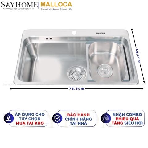 Chậu rửa chén inox MALLOCA MS 1022D - Hàng chính hãng