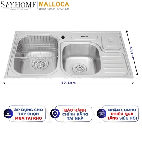 Chậu rửa chén inox MALLOCA MS 1024 - Hàng chính hãng