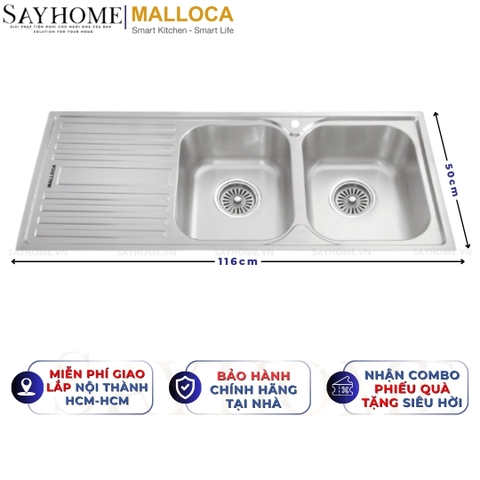 Chậu rửa chén inox MALLOCA MS 1025L NEW - Hàng chính hãng