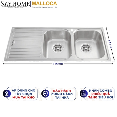 Chậu rửa chén inox MALLOCA MS 1025L NEW - Hàng chính hãng