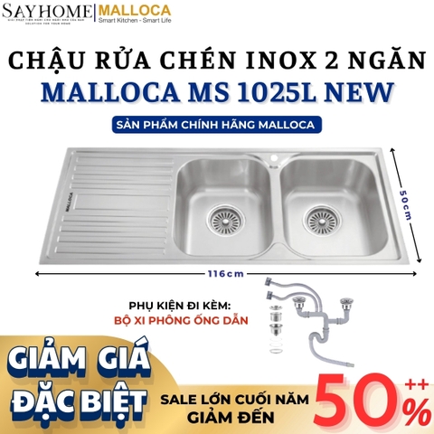 Chậu rửa chén inox MALLOCA MS 1025L NEW - Hàng chính hãng