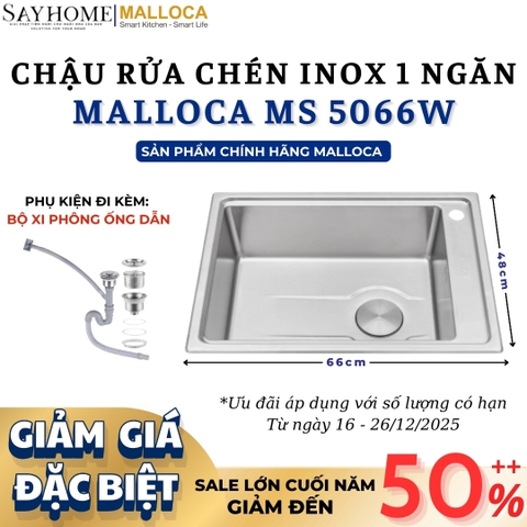 Chậu rửa chén inox MALLOCA MS 5066W - Hàng chính hãng