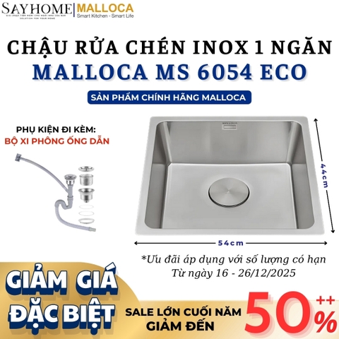 Chậu rửa chén inox MALLOCA MS 6054 ECO - Hàng chính hãng
