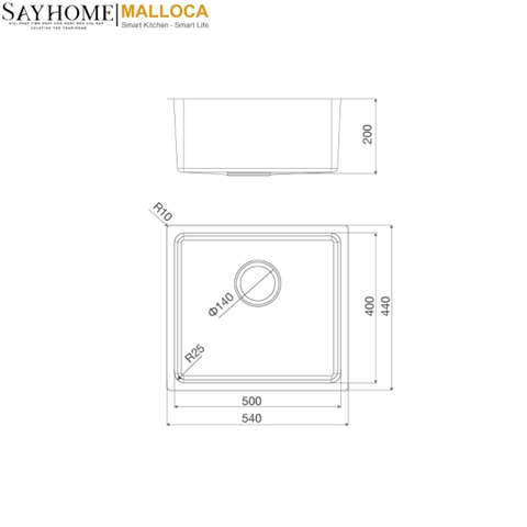 Chậu rửa chén inox MALLOCA MS 6054 - Hàng chính hãng