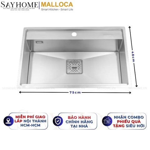 Chậu rửa chén inox MALLOCA MS 6302 ST - Hàng chính hãng
