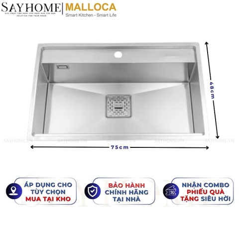Chậu rửa chén inox MALLOCA MS 6302 ST - Hàng chính hãng