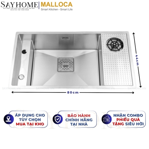 Chậu rửa chén bát 1 hố inox 304 MALLOCA MS 6303 WST - Chính hãng
